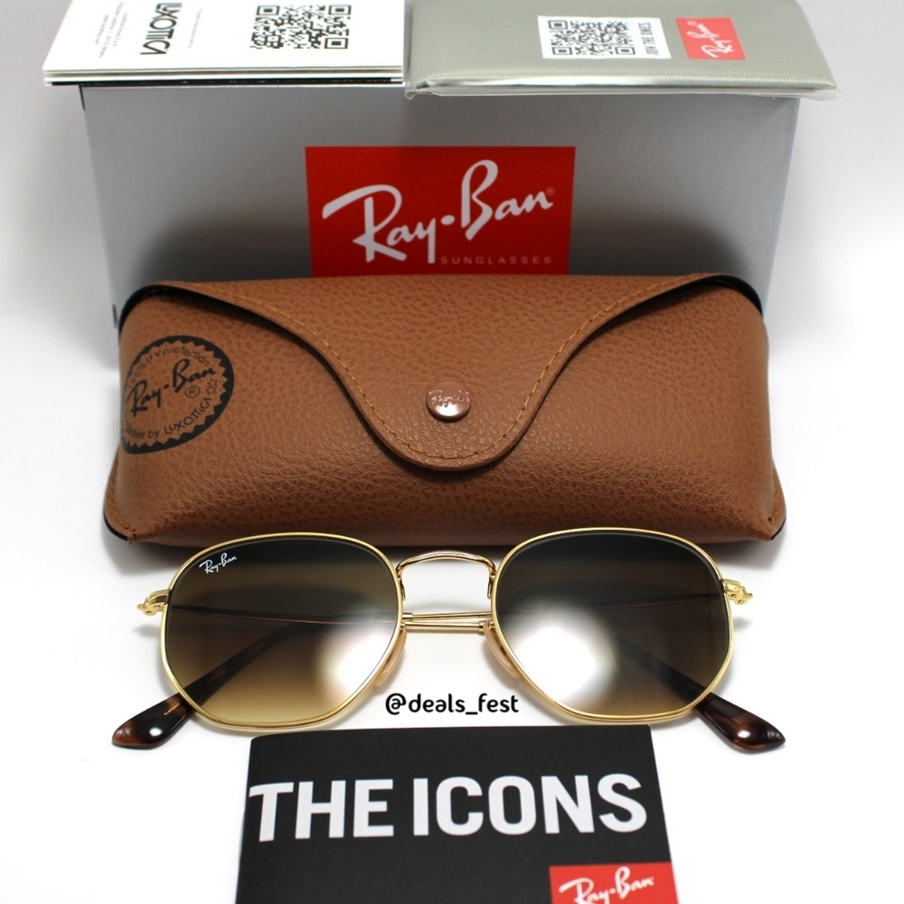 Model Display Ray-Ban Hexagonal Gradient Brown Rb… - image 3